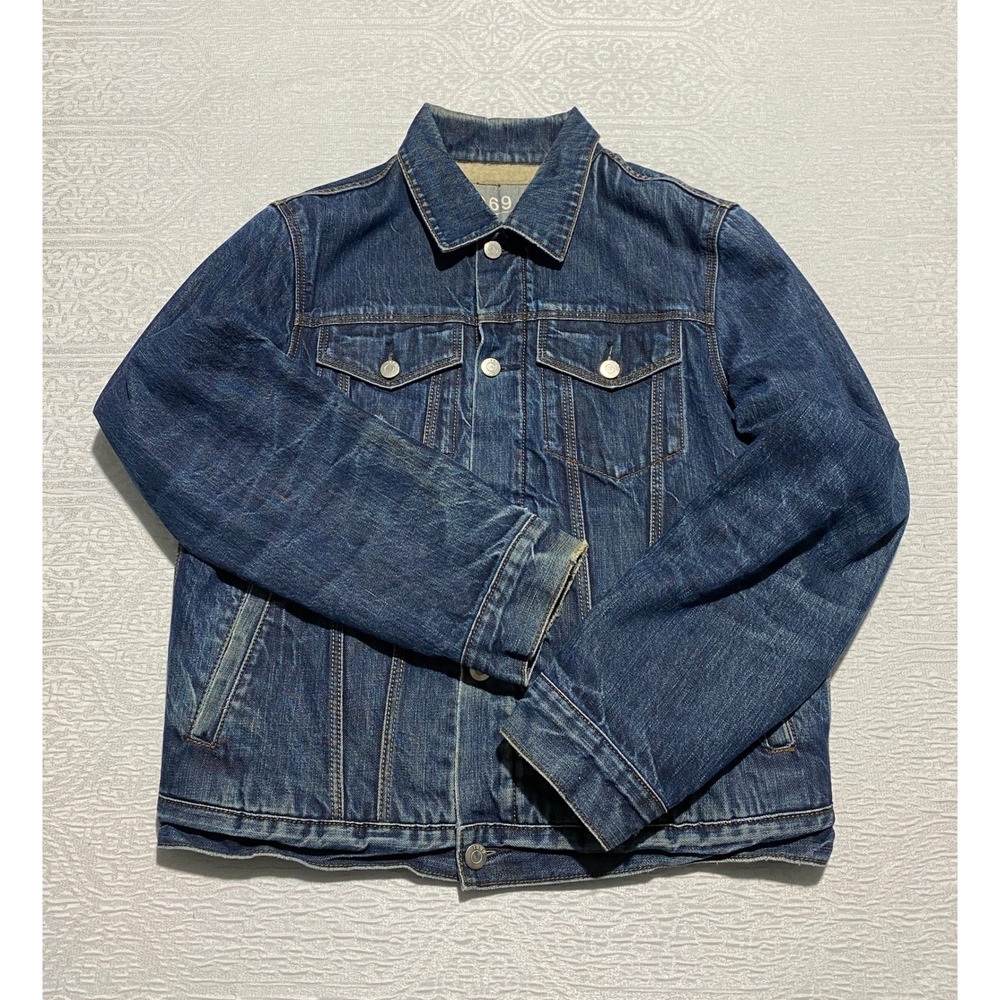 Gap 1969 Denim Trucker Jacket Sherpa Lined Quilted Men's‎ Size S Blue